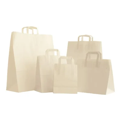 12" White Flat Handle Paper Carrier Bags - Packaging Direct
