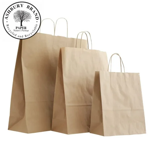 19″ Twisted Handle Brown Paper Carrier Bags Box Of 250