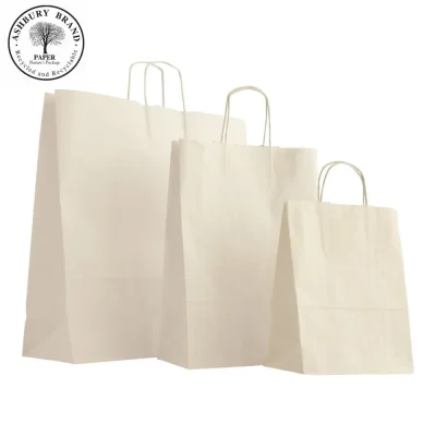 16″ White Twisted Handle Paper Bags 32x12x41cm Box Of 250